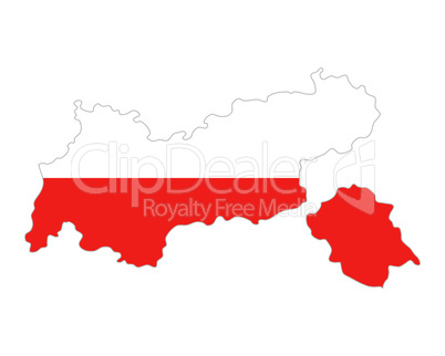 Karte und Fahne von Tirol Karte und Fahne von Tirol