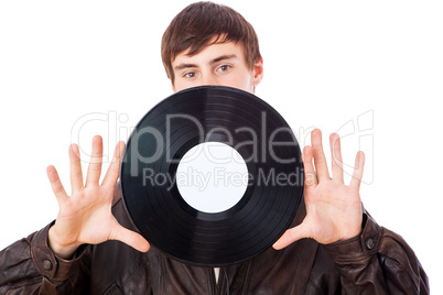 Man with music LP