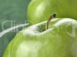Vibrant colored green apple in close-up