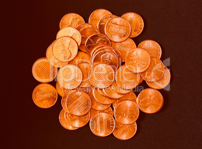 Retro look Dollar coins 1 cent wheat penny cent