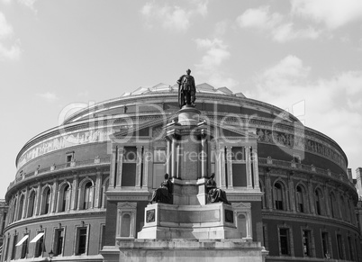 Black and white Royal Albert Hall in London