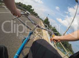 Riding a bike