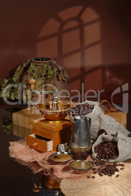 Coffee Mill And Beans