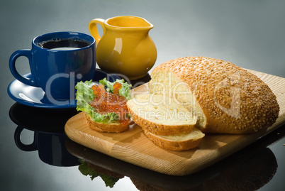 Bread, Tea And Red Caviar
