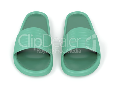 Front view of green slippers