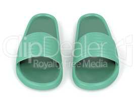 Front view of green slippers