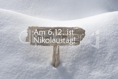Sign With Snow Nikolaustag Means St Nicholas Day