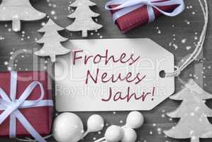 Christmas Label Gift Snowflakes Frohes Neues Jahr Means New Year
