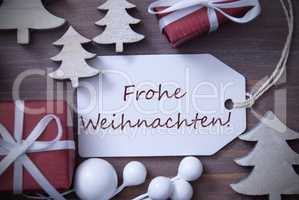 Label Gift Tree Frohe Weihnachten Means Merry Christmas