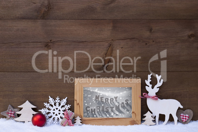 Wooden Background Snow Frame Merry Christmas