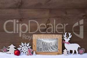 Wooden Background Snow Frame Merry Christmas