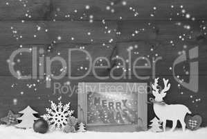 Black And White Christmas Background Snowflakes Frame Merry Xmas