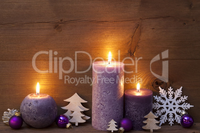 Purple Christmas Decoration With Candles