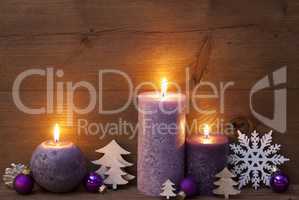 Purple Christmas Decoration With Candles