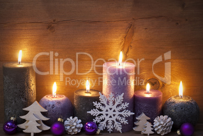 Christmas Decoration With Puprle And Black Candles, Ornament