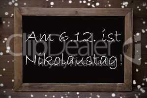 Chalkboard With Nikolaustag Means Nicholas Day, Snowflakes