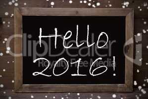 Chalkboard With Hello 2016, Snowflakes