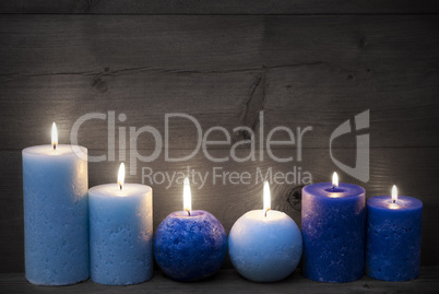 Black And White Christmas Decoration With Blue Candles