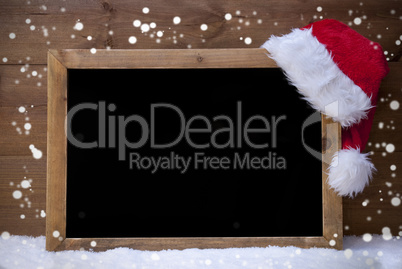Christmas Blackboard, Santa Hat, Copy Space, Snow, Snowflakes