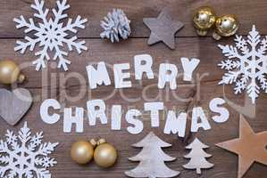 Wooden Background, Merry Christmas And Christmassy Decoration