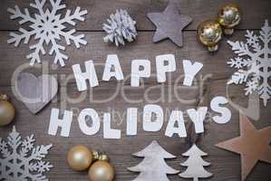 Wooden Background, Happy Holidays,Christmas Decoration, Gray