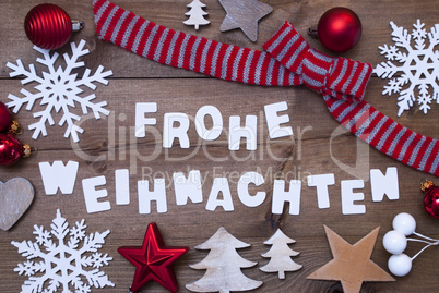 Frohe Weihnachten Means Merry Christmas,Red Brown Decoration