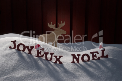 Joyeux Noel Means Merry Christmas On Snow Moose