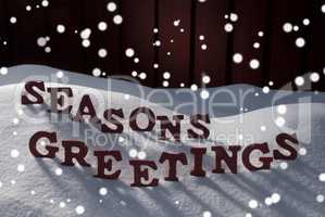 Christmas Word Seasons Greetings Snow Snowflakes