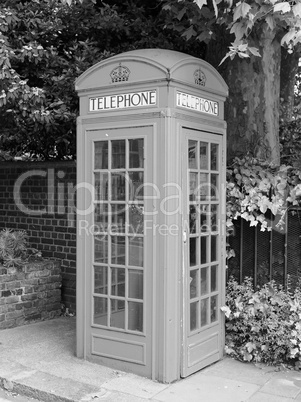 Black and white Red phone box in London