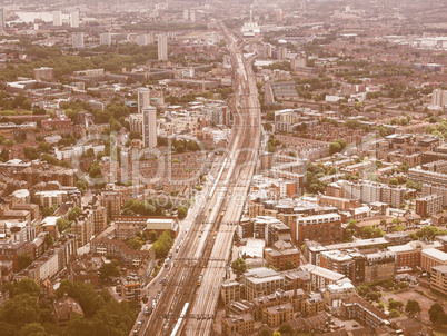 Retro looking Aerial view of London