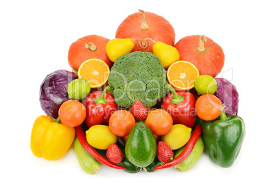 fruits and vegetables isolated on white background