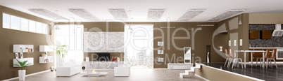 Interior of modern apartment panorama 3d render