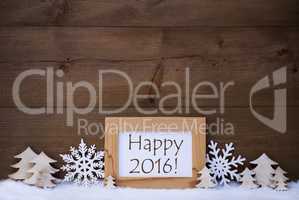 White Christmas Decoration Text Happy 2016, Snow