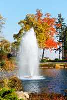 The fountain and rainbow in Mezhigirya, Ukraine. It is former re