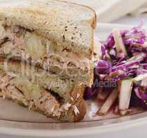 Salmon Sandwich and Red Cabbage