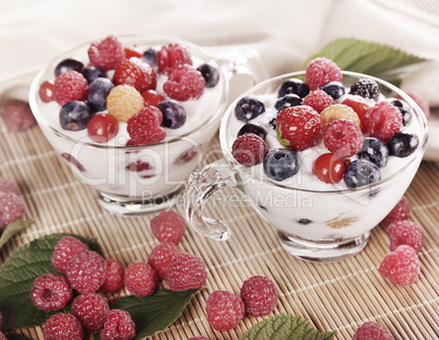 Cups Of Yogurt With Berries