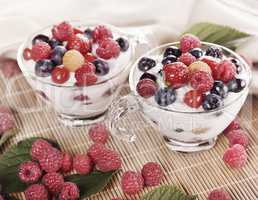 Cups Of Yogurt With Berries