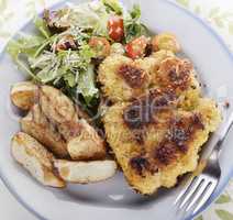 Parmesan Chicken with Salad