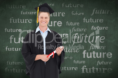 Composite image of a male graduate with his degree in hand