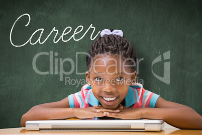 Career against green chalkboard