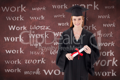 Composite image of teenage girl celebrating graduation