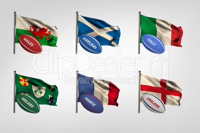 Six nations flags