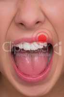Composite image of close up of childs mouth shouting