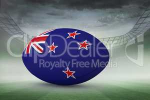 Composite image of new zealand flag rugby ball