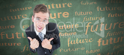 Composite image of geeky businessman with thumbs up Composite image of geeky businessman with thumbs up
