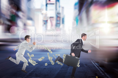 Composite image of running businessman