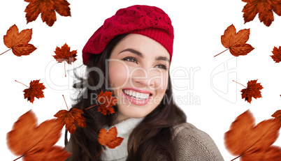 Composite image of smiling brunette