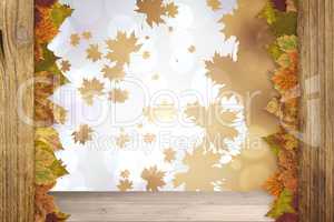 Composite image of autumn leaves pattern