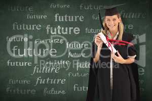 Composite image of woman smiling at her graduation