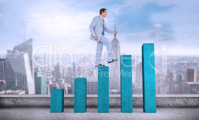 Composite image of side view of businessman walking on white bac